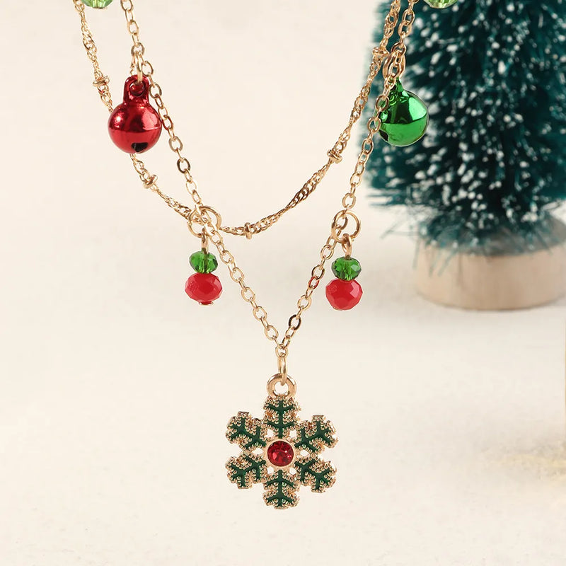 Festive Colourful Snowflake Necklace-State of Style