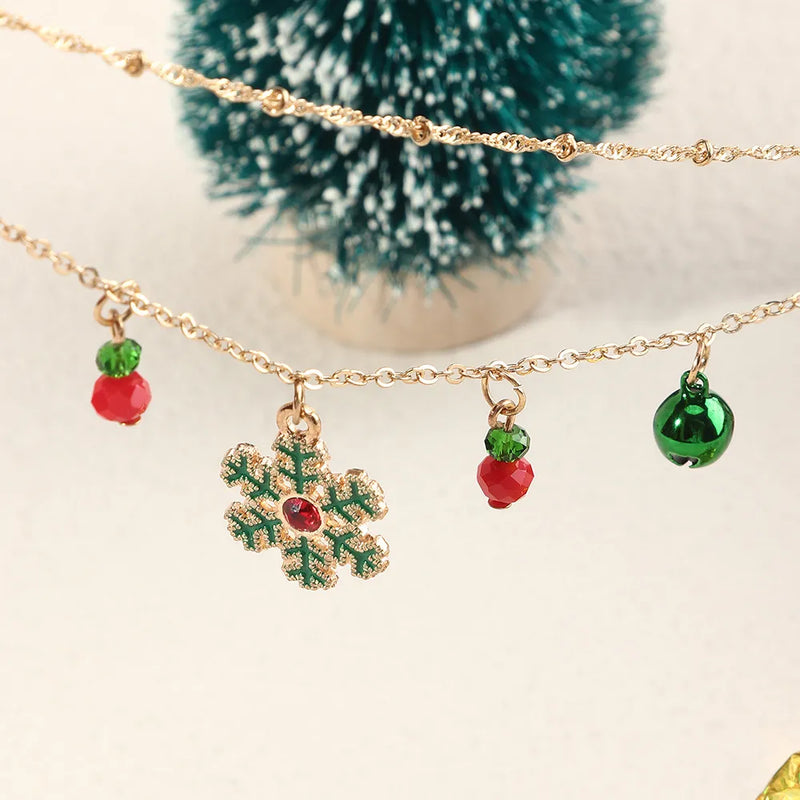 Festive Colourful Snowflake Necklace-State of Style