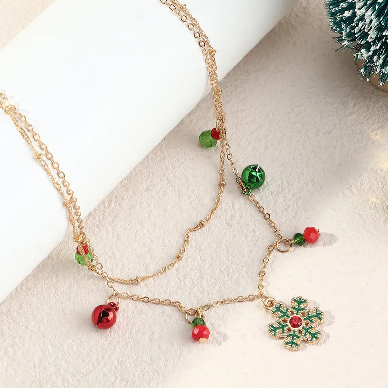 Festive Colourful Snowflake Necklace-State of Style