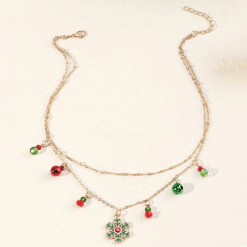 Festive Colourful Snowflake Necklace-State of Style
