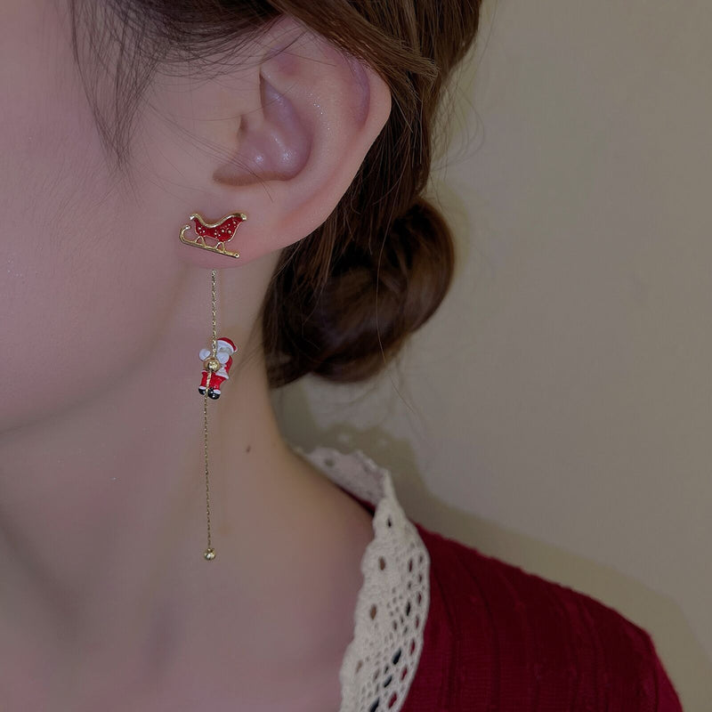 Festive Santa Tassel Earrings | Long Christmas Dangle Jewellery-CHRISTMAS TREE-State of Style