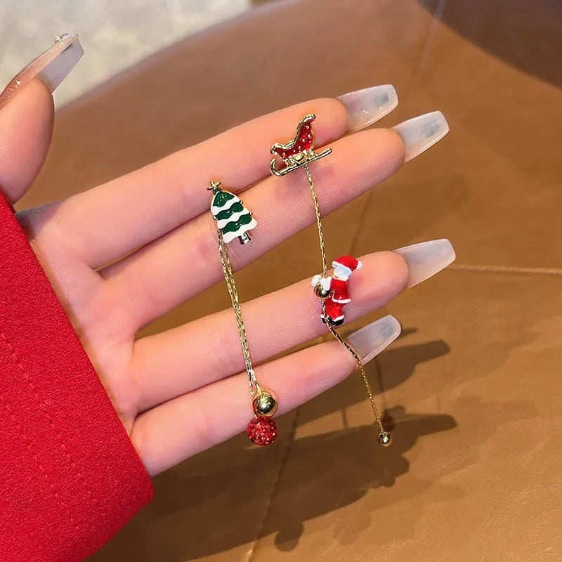 Festive Santa Tassel Earrings | Long Christmas Dangle Jewellery-CHRISTMAS TREE-State of Style