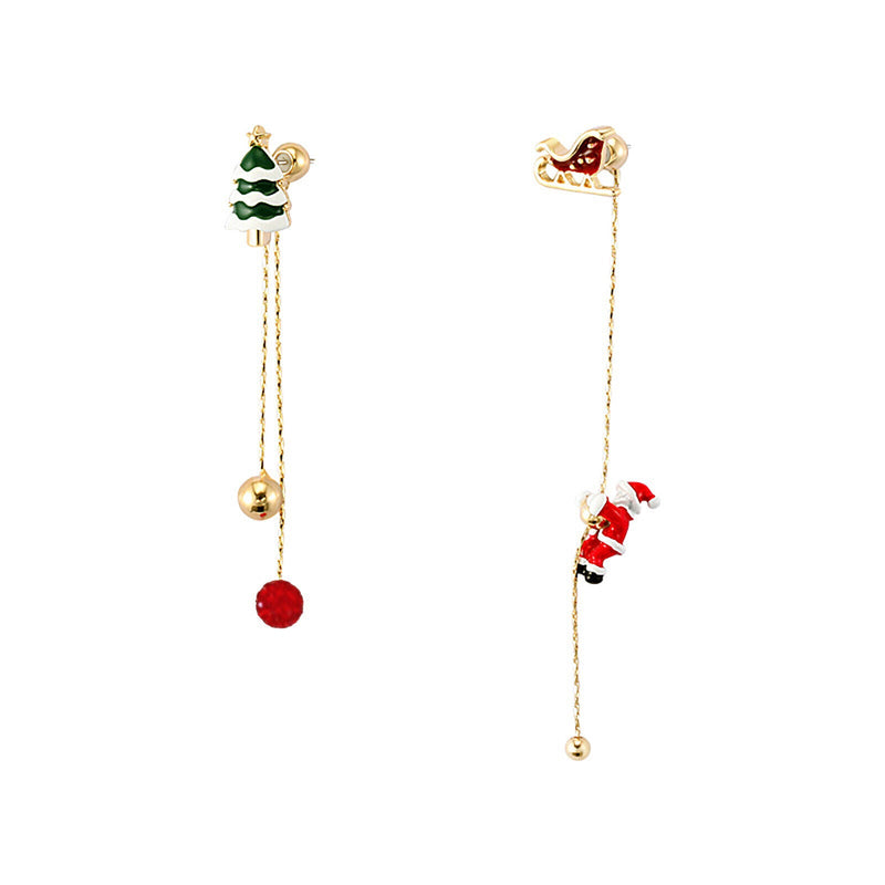 Festive Santa Tassel Earrings | Long Christmas Dangle Jewellery-CHRISTMAS TREE-State of Style