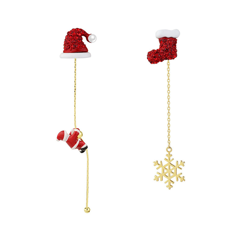 Festive Santa Tassel Earrings | Long Christmas Dangle Jewellery-SNOWFLAKES-State of Style