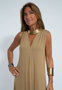 Figure-hugging dress with waistcoat – Valentina-Brown dress + vest in brown-S-State of Style