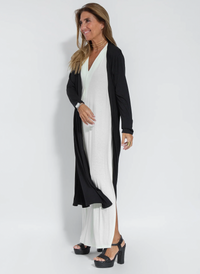 Figure-hugging dress with waistcoat – Valentina-White dress + vest in black-S-State of Style