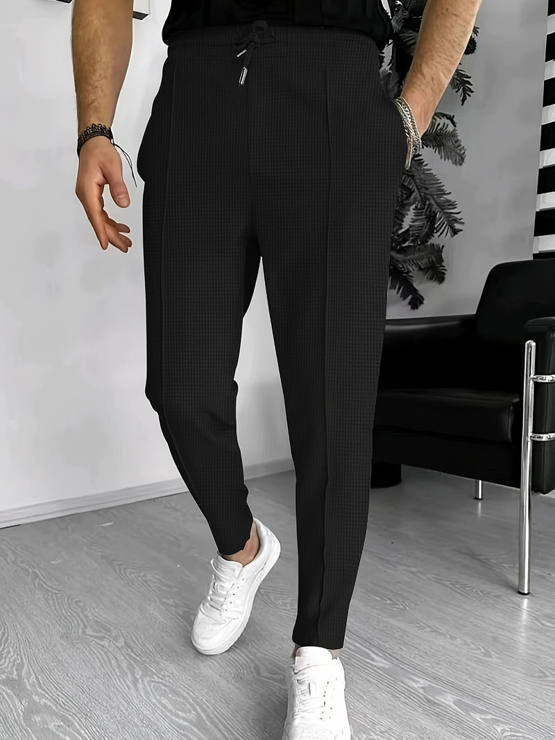 Finn Comfortable Waffle Joggers for Men-Black-S-State of Style