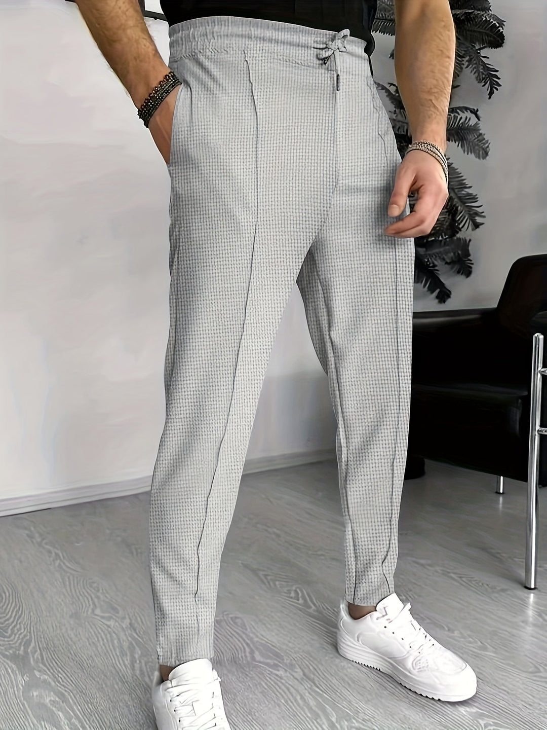 Finn Comfortable Waffle Joggers for Men-Blue-S-State of Style