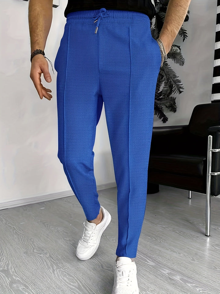 Finn Comfortable Waffle Joggers for Men-Blue-S-State of Style