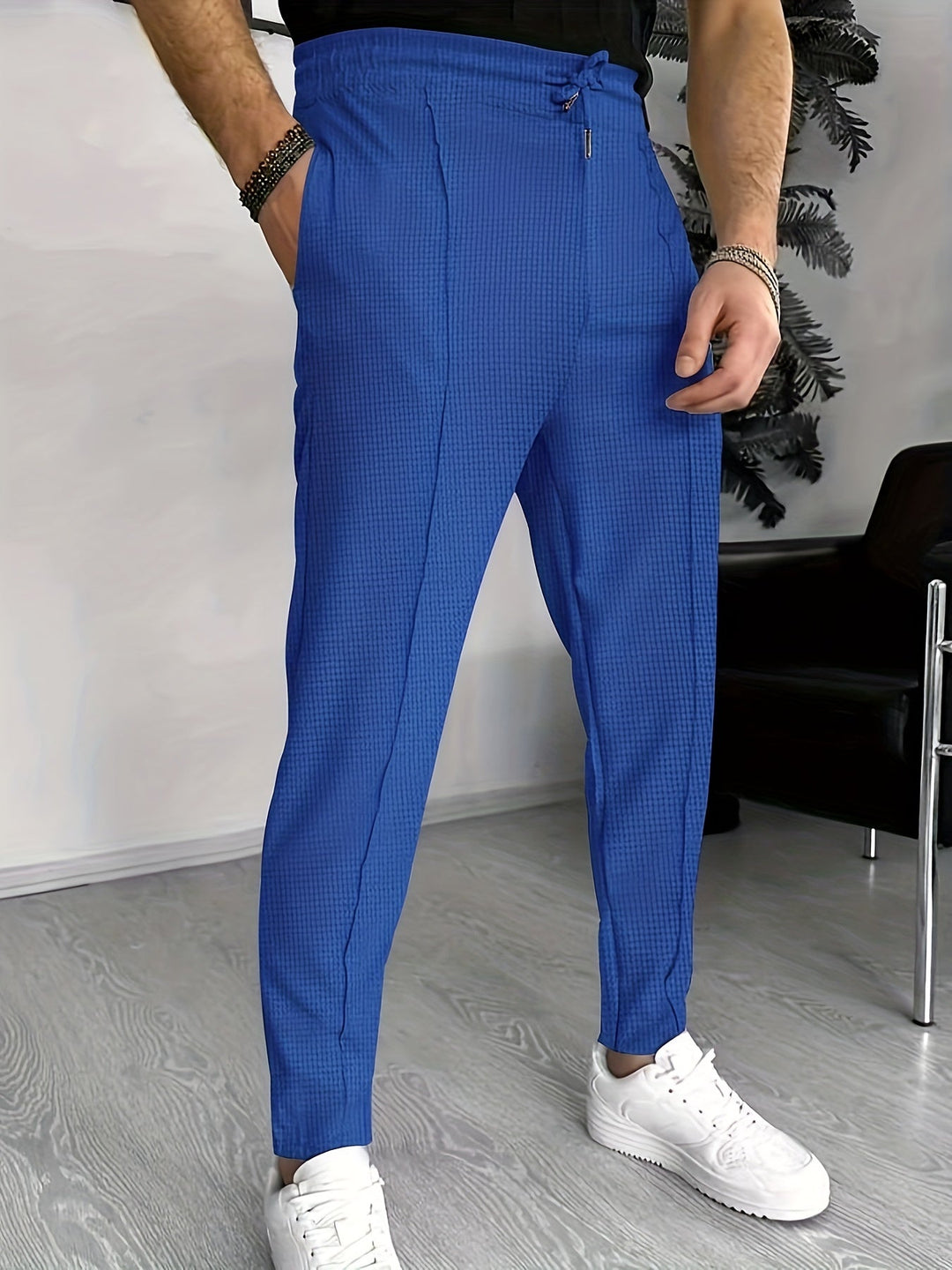 Finn Comfortable Waffle Joggers for Men-Blue-S-State of Style