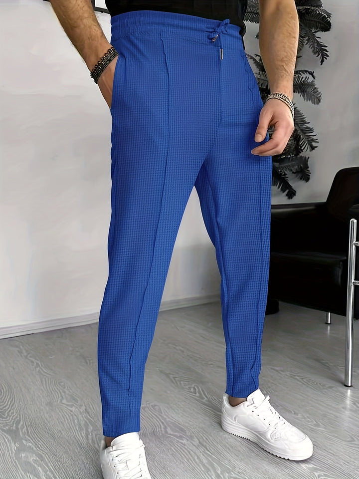 Finn Comfortable Waffle Joggers for Men-Blue-S-State of Style