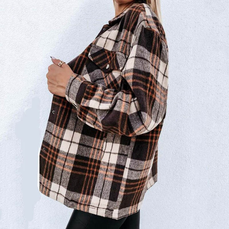 Flannel Jacket For Women | Stylish & Warm Outerwear-Brown-S-State of Style