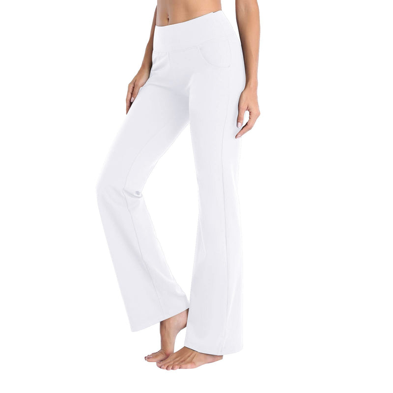 Flare Yoga Leggings with High Waist – Plus Size-White-2XL-State of Style