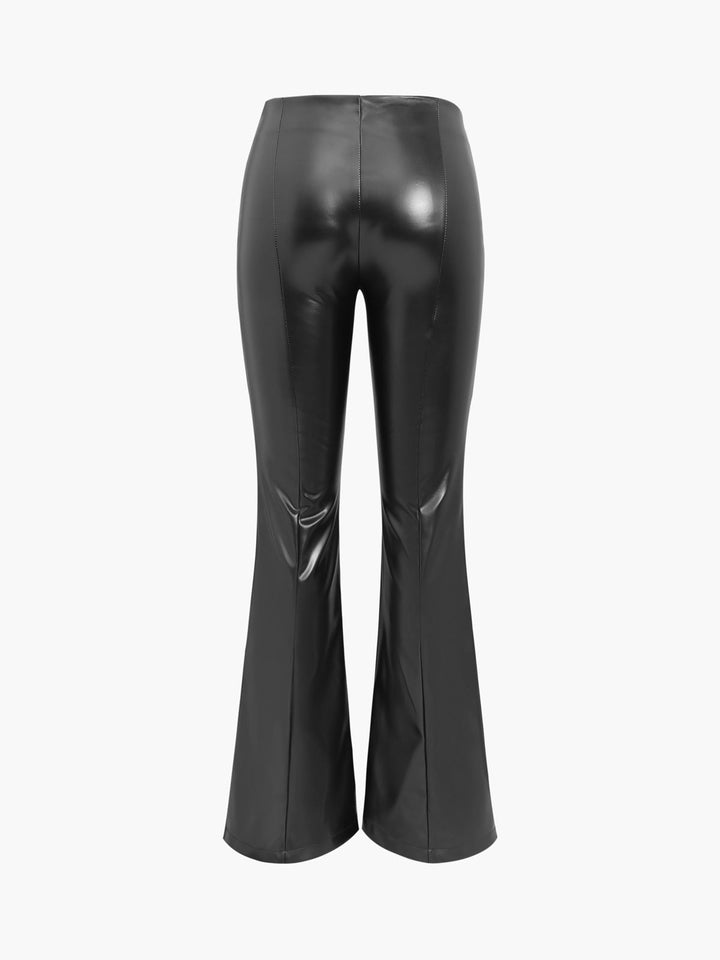 Flared Women's Pants in Faux Leather - Sofia-Black-XS-State of Style