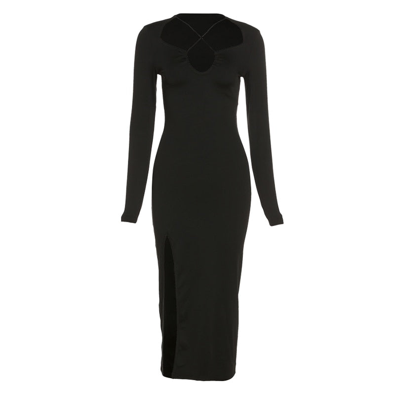 Flattering Bodycon Dress | Chic & Comfortable-Black-S-State of Style