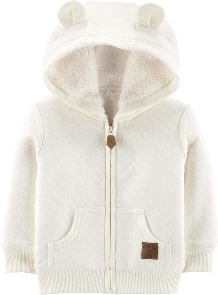Fleece Baby Hoodie-Oatmeal-0-3 Months-State of Style