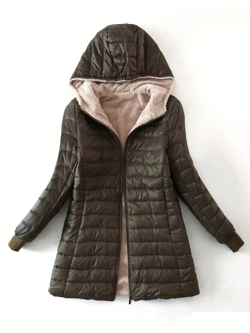 Fleece-Lined Women's Jacket with Zip - Eliza-Black-XS-State of Style