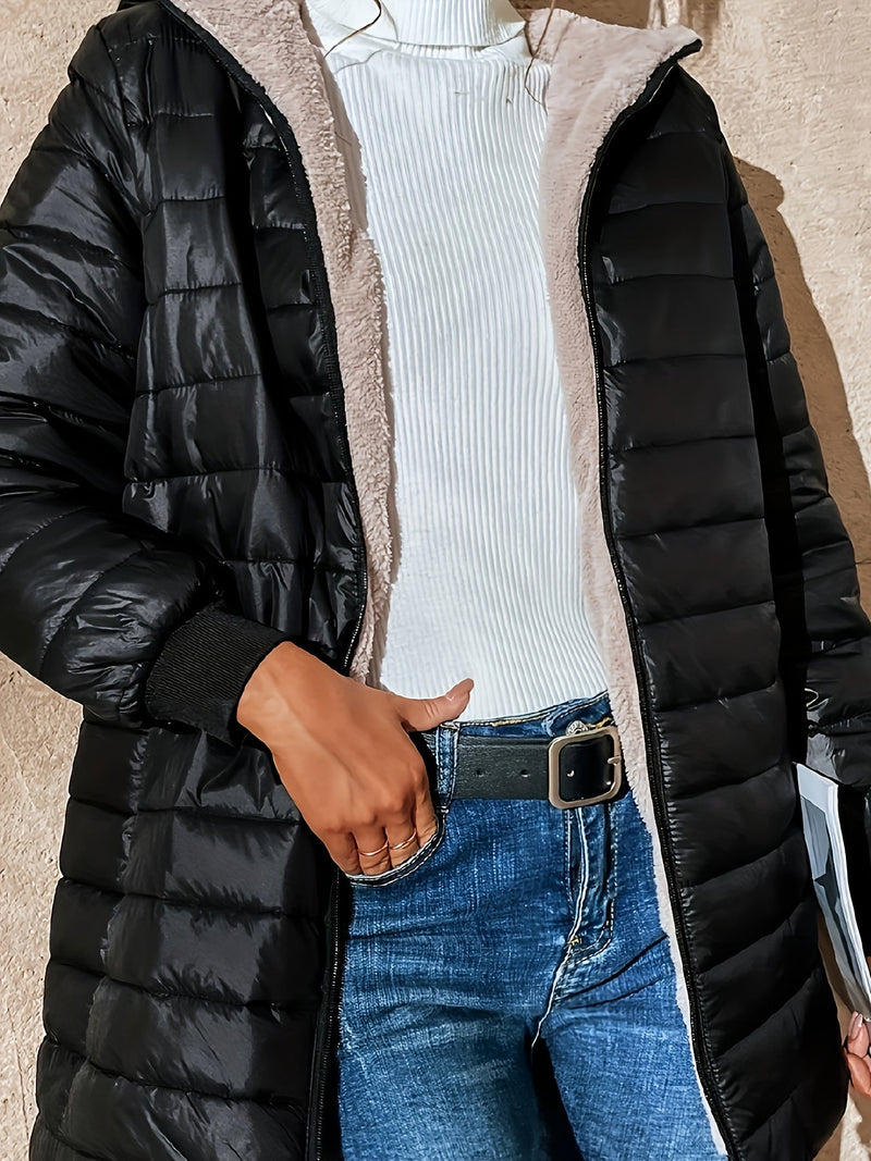 Fleece-Lined Women's Jacket with Zip - Eliza-Black-XS-State of Style