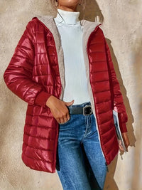 Fleece-Lined Women's Jacket with Zip - Eliza-Burgundy-XS-State of Style