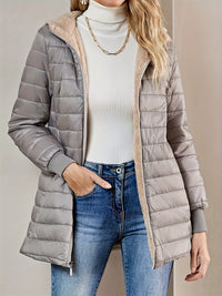 Fleece-Lined Women's Jacket with Zip - Eliza-Light Grey-XS-State of Style