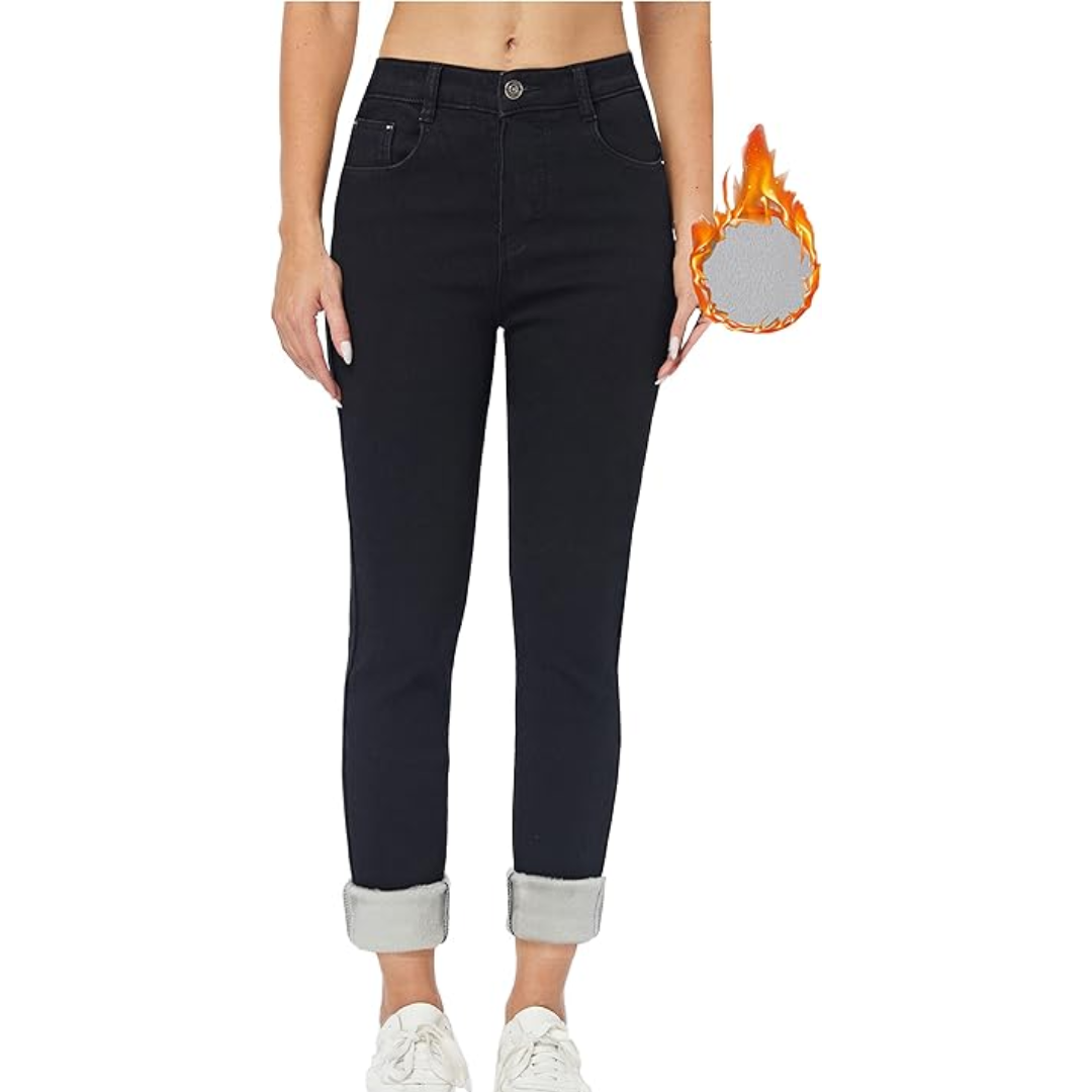 Fleece-Lined Women's Thermal Jeans - Hannah-Black-XS-State of Style