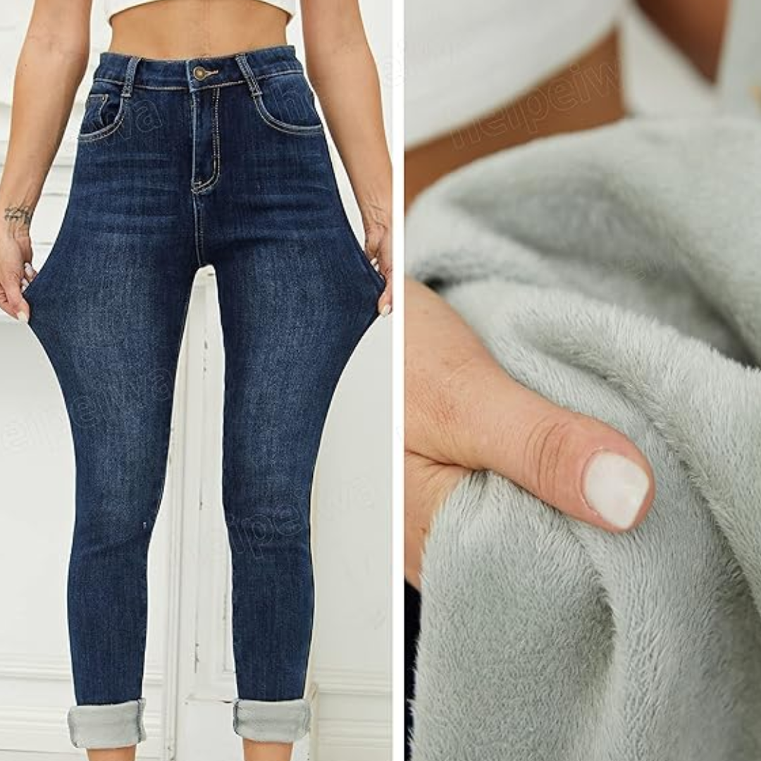 Fleece-Lined Women's Thermal Jeans - Hannah-Black-XS-State of Style