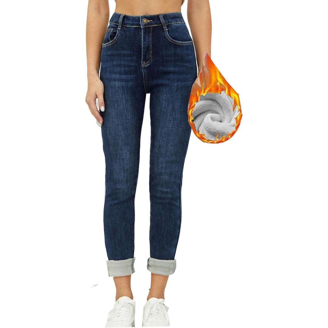 Fleece-Lined Women's Thermal Jeans - Hannah-Black-XS-State of Style