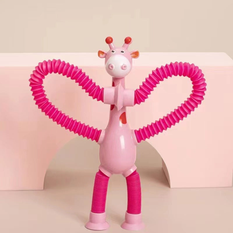 Flexible Giraffe Toy with Suction Cup - StretchyGiraffe-Without Lights-Pink-State of Style