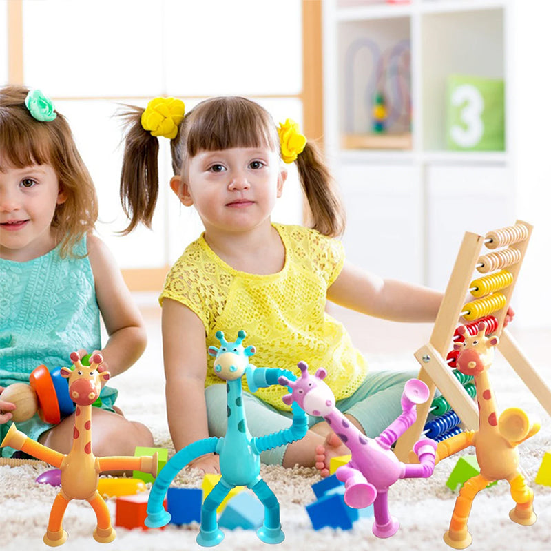 Flexible Giraffe Toy with Suction Cup - StretchyGiraffe-Without Lights-Pink-State of Style