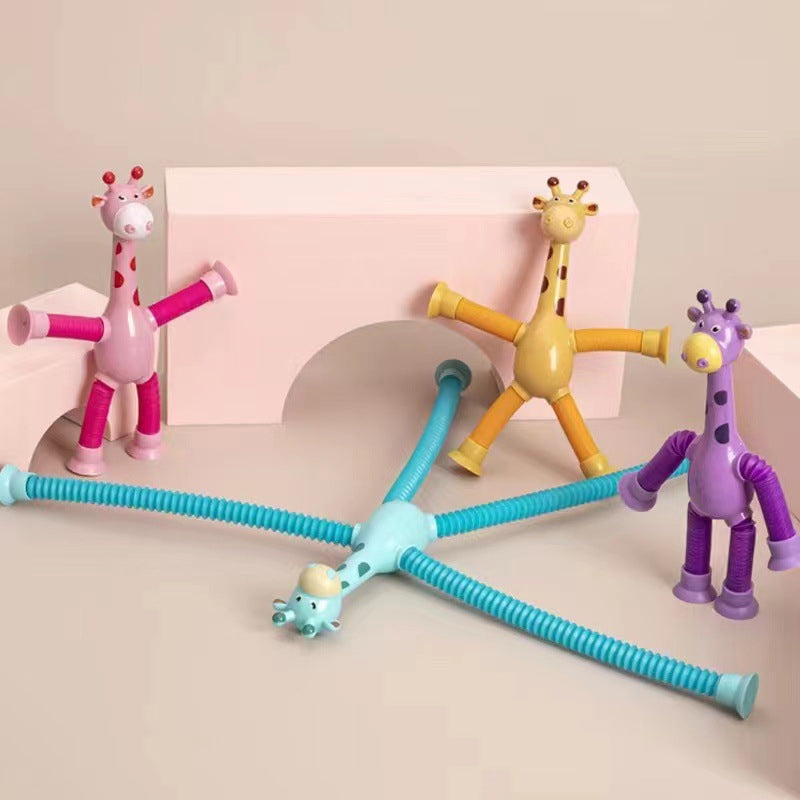Flexible Giraffe Toy with Suction Cup - StretchyGiraffe-Without Lights-Pink-State of Style