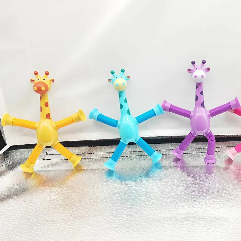 Flexible Giraffe Toy with Suction Cup - StretchyGiraffe-Without Lights-Pink-State of Style