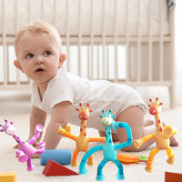Flexible Giraffe Toy with Suction Cup - StretchyGiraffe-Without Lights-Pink-State of Style