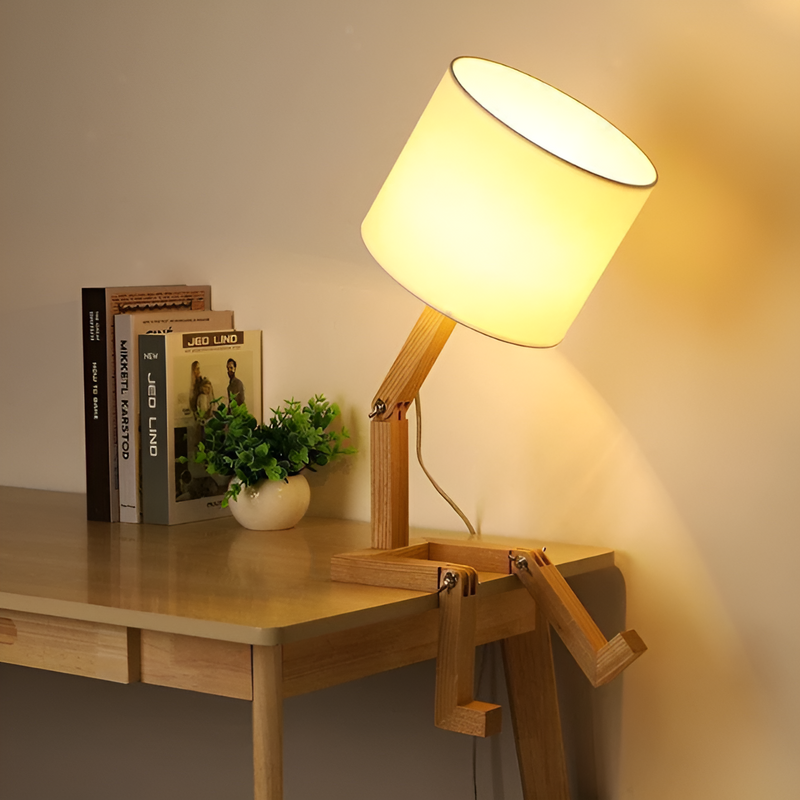 Flexible Robot Desk Lamp made of Solid Wood – LumoBot-State of Style