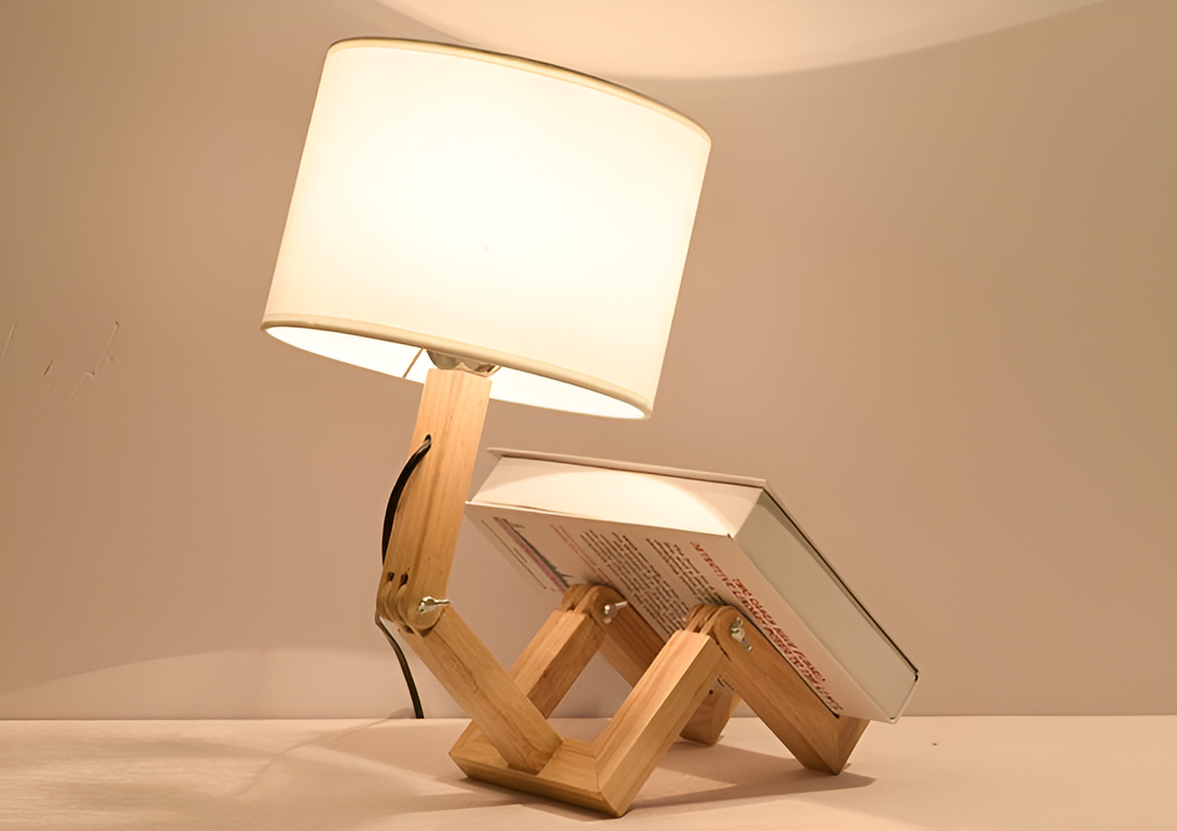 Flexible Robot Desk Lamp made of Solid Wood – LumoBot-State of Style