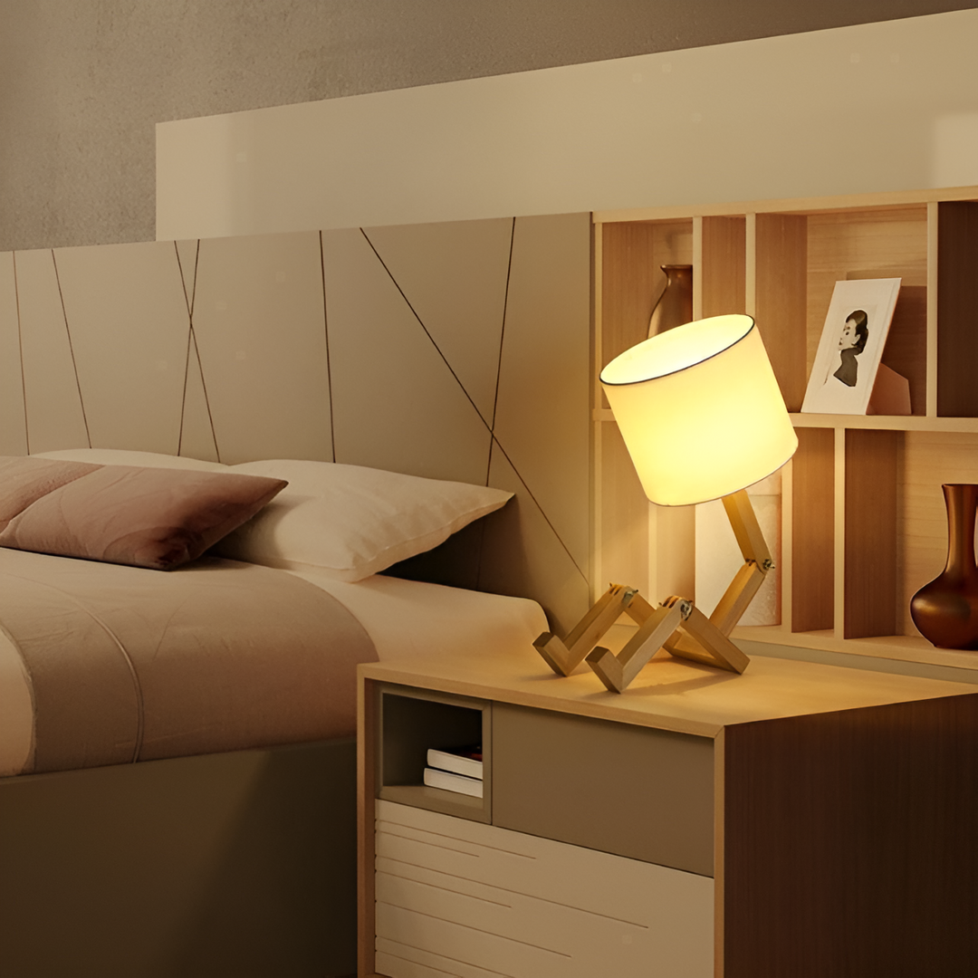 Flexible Robot Desk Lamp made of Solid Wood – LumoBot-State of Style