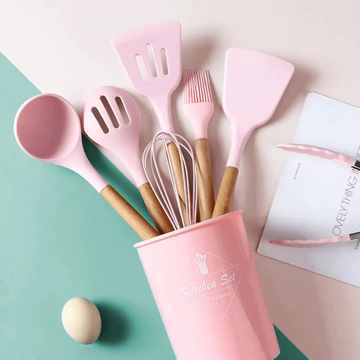 FlexiChef Silicone Kitchen Utensil Set-Pink-State of Style