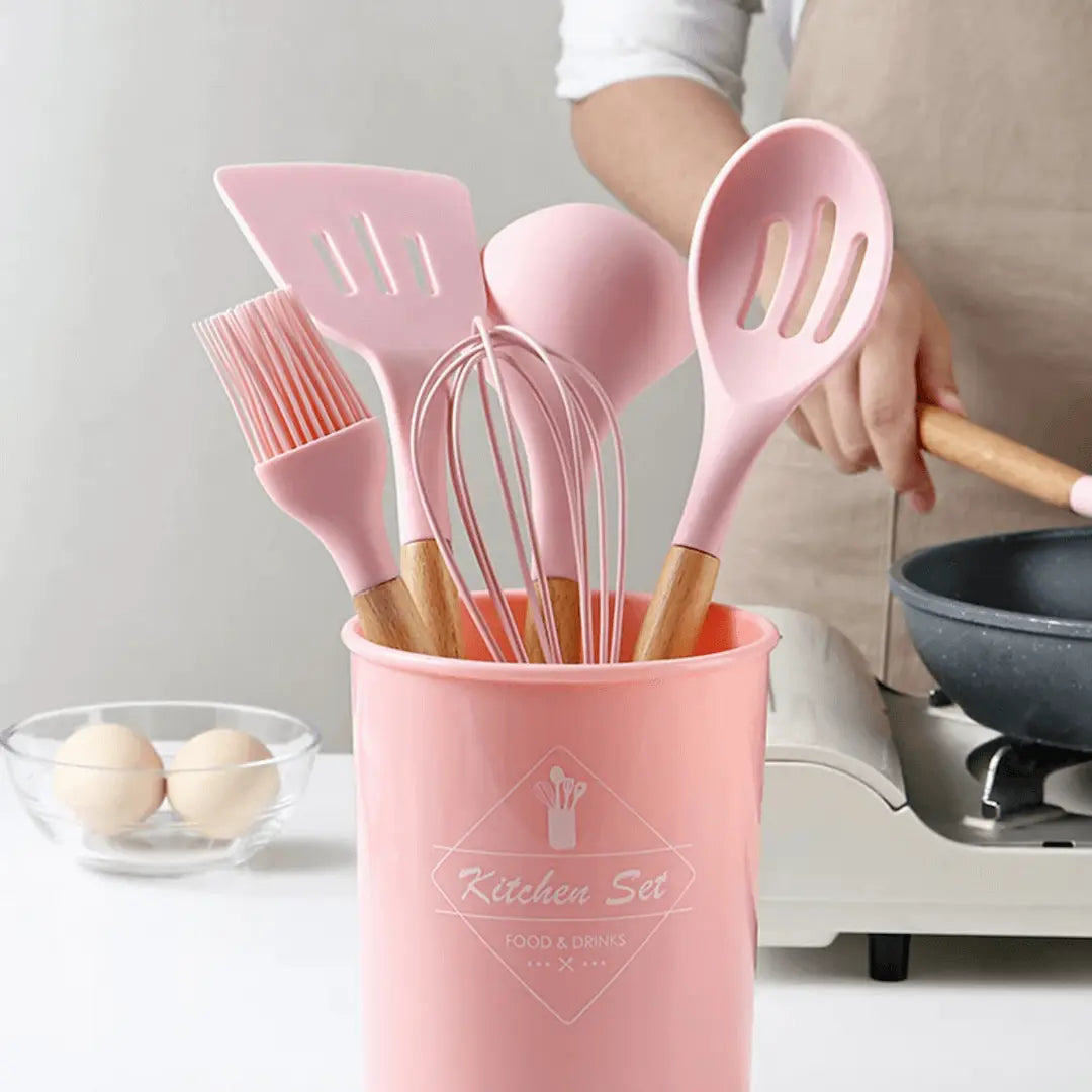 FlexiChef Silicone Kitchen Utensil Set-Pink-State of Style