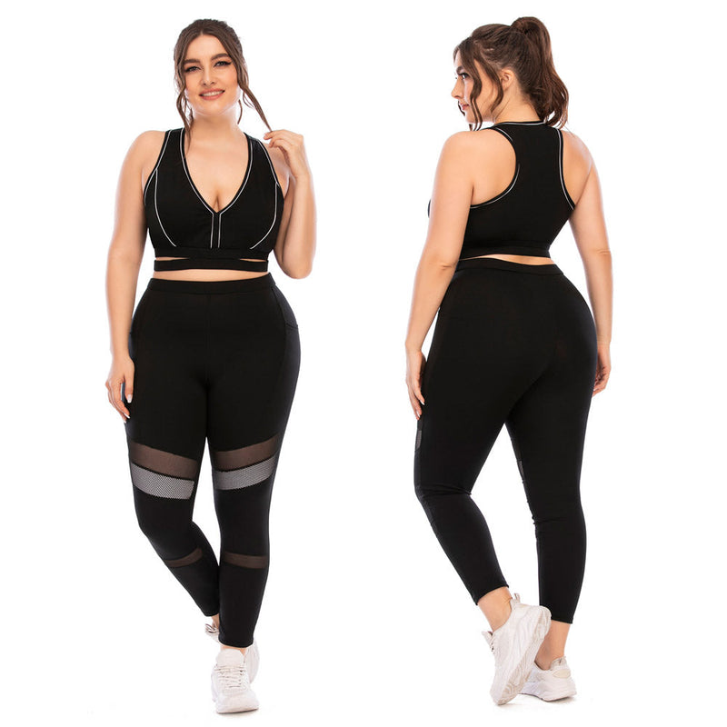 FlexiFit Plus Size Activewear Set – Confident & Comfortable Training Gear-Black C-2XL-State of Style