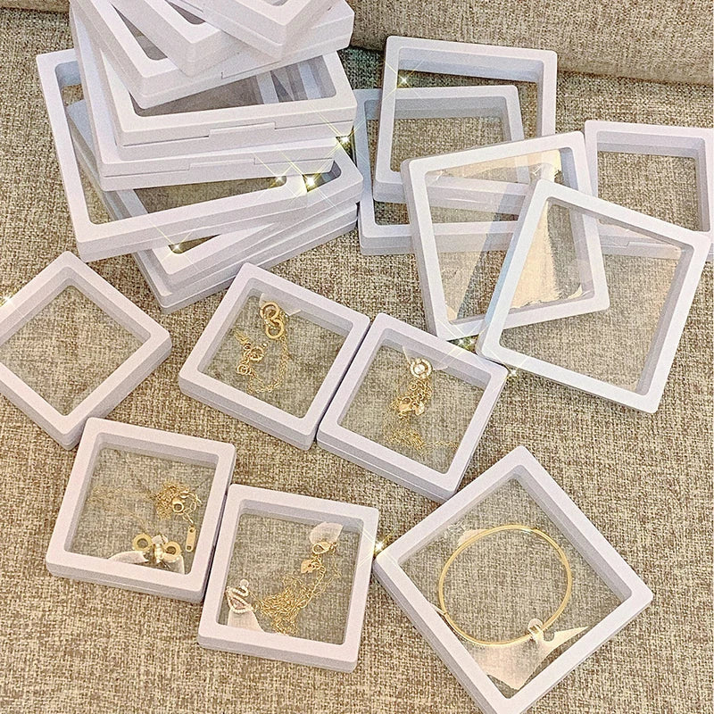 Floating Jewellery Display Boxes | 10-Piece Set-BLACK-7 X 7 CM-State of Style
