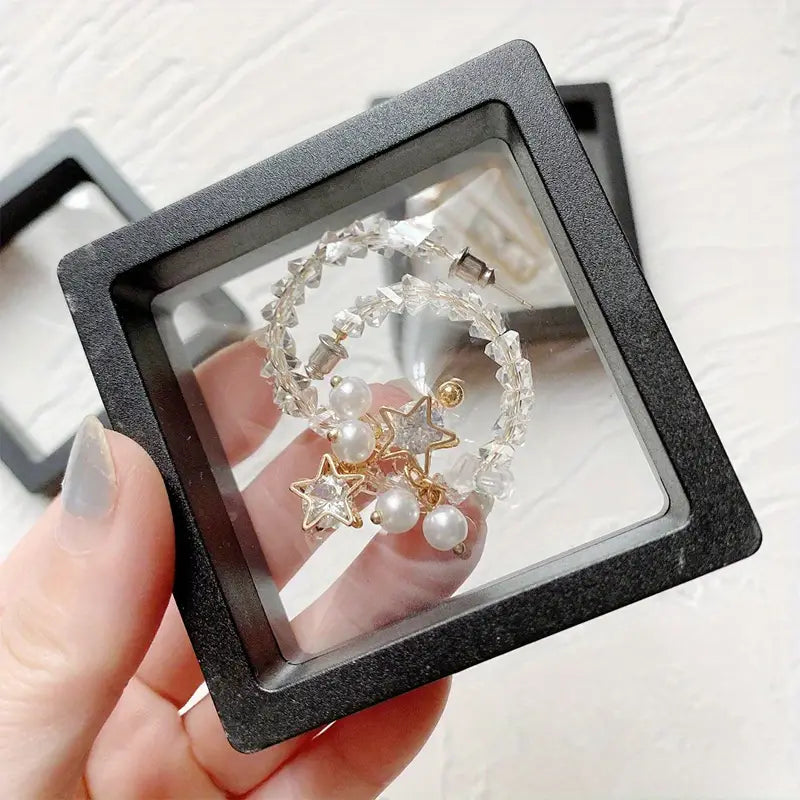 Floating Jewellery Display Boxes | 10-Piece Set-BLACK-7 X 7 CM-State of Style