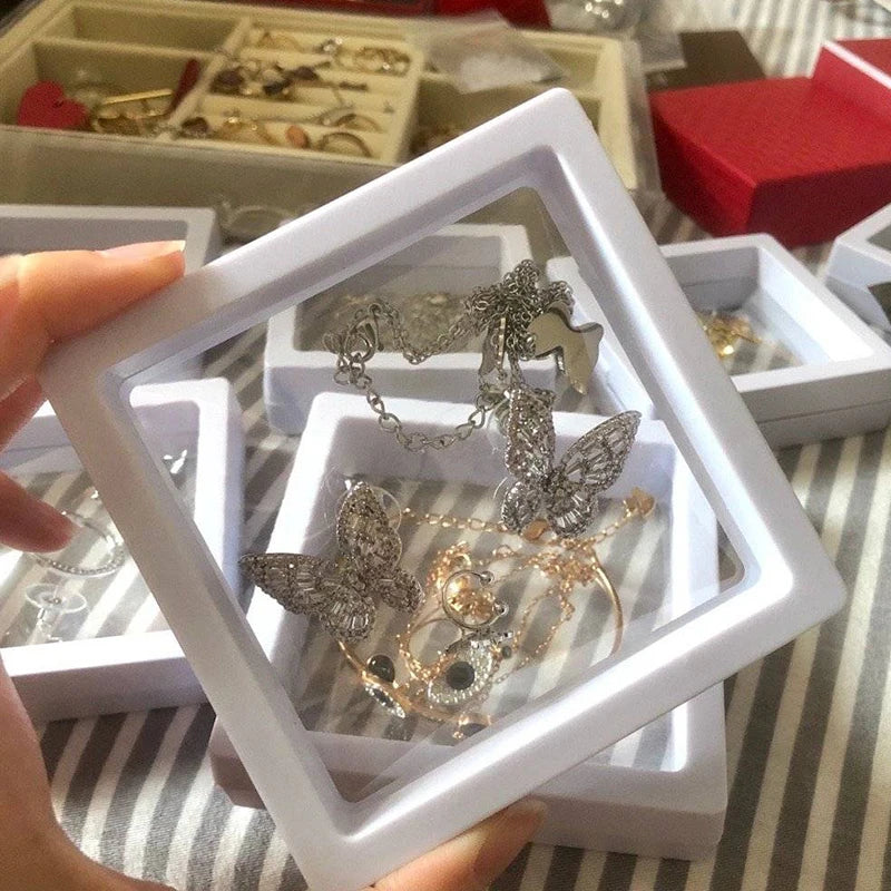 Floating Jewellery Display Boxes | 10-Piece Set-BLACK-7 X 7 CM-State of Style
