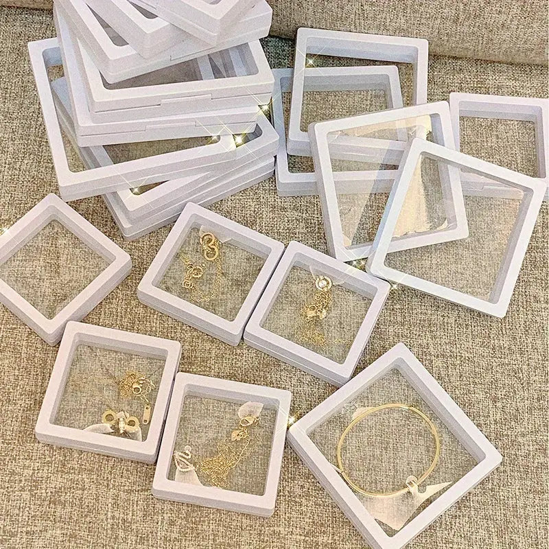 Floating Jewellery Display Boxes | 10-Piece Set-BLACK-7 X 7 CM-State of Style