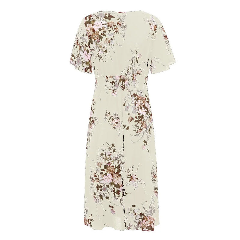 Floral Chiffon Plus Size Dress-Pink-L-State of Style