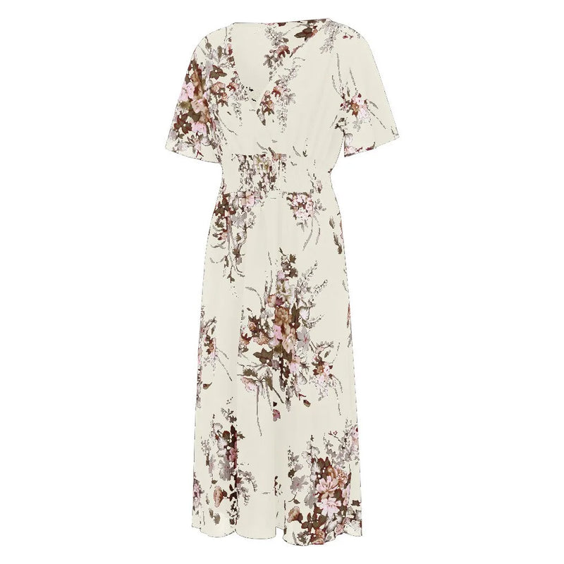 Floral Chiffon Plus Size Dress-Pink-L-State of Style