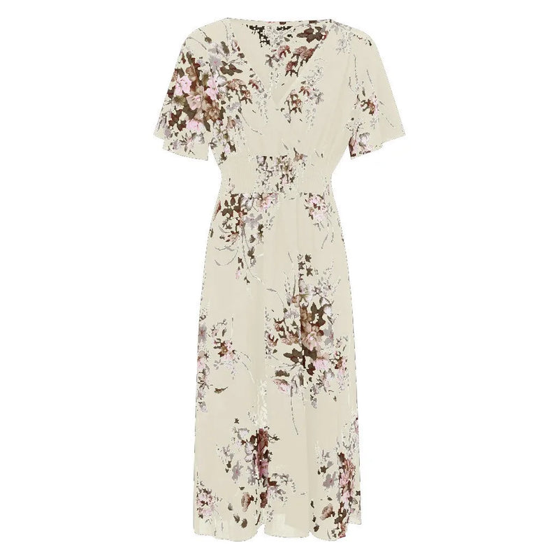 Floral Chiffon Plus Size Dress-Pink-L-State of Style