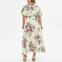 Floral Chiffon Plus Size Dress-Pink-L-State of Style