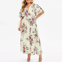 Floral Chiffon Plus Size Dress-Pink-L-State of Style