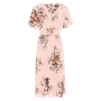Floral Chiffon Plus Size Dress-Pink-L-State of Style