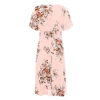 Floral Chiffon Plus Size Dress-Pink-L-State of Style