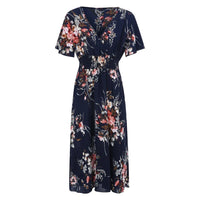 Floral Chiffon Plus Size Dress-Pink-L-State of Style